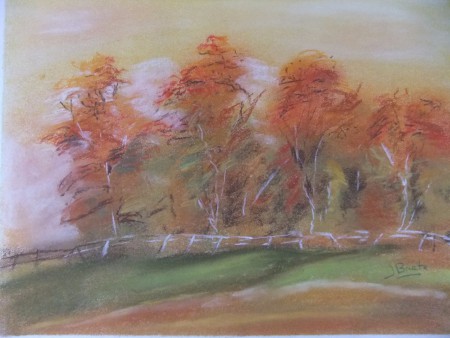 Herfst, pastelkrijt,74x54 cm, te koop